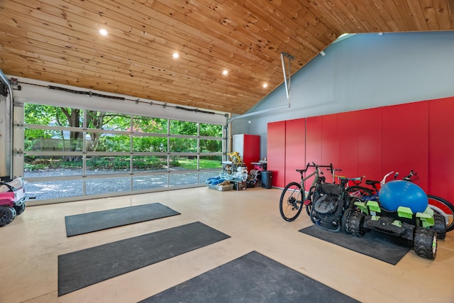 109 Boston Post Rd, Madison, CT 06443 - garage featuring wood ceiling and recessed lighting