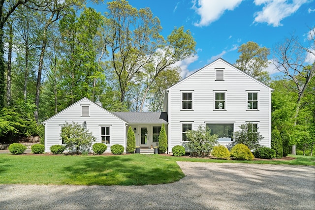289 Wahackme Rd, New Canaan, CT 06840 - view of front facade with a front yard and entry steps