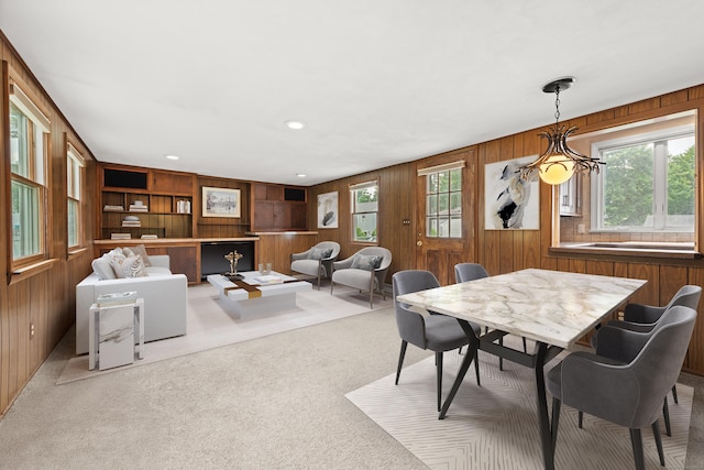 170 Southern Blvd, Danbury, CT 06810 - dining area featuring wood walls, light carpet, and recessed lighting
