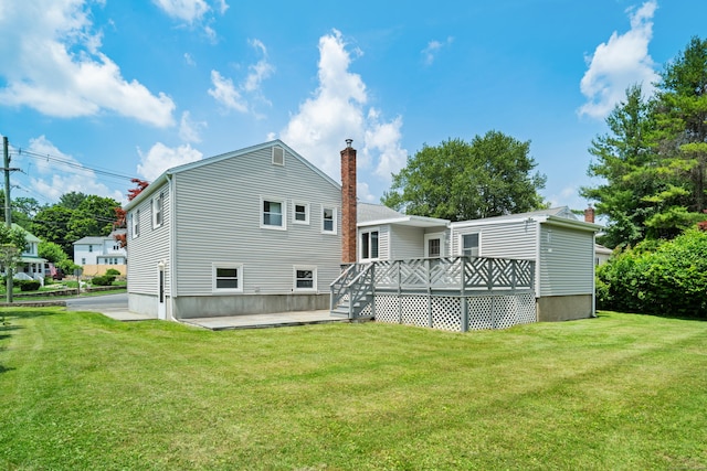 170 Southern Blvd, Danbury, CT 06810 - back of house with a deck, a yard, and a chimney