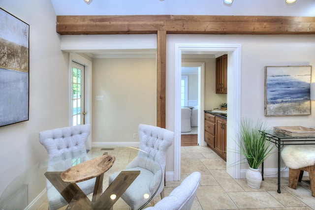 29 Bradley Rd, Weston, CT 06883 - sitting room with recessed lighting and light tile patterned floors