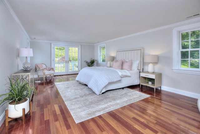 29 Bradley Rd, Weston, CT 06883 - bedroom with french doors, crown molding, and wood finished floors