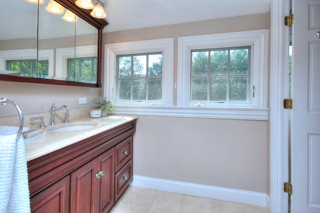 29 Bradley Rd, Weston, CT 06883 - bathroom with vanity, plenty of natural light, and tile patterned flooring