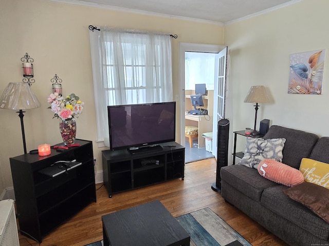 48 Scott St, East Hartford, CT 06118 - living room with wood finished floors and crown molding