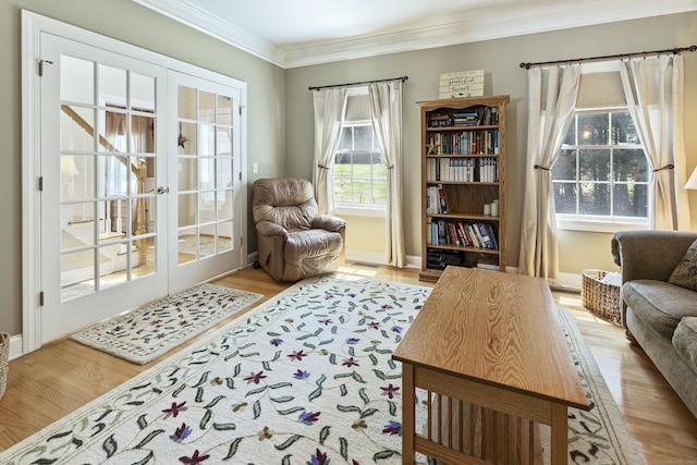 18 Jeans Ct, Woodstock, CT 06281 - sitting room with french doors, light wood-type flooring, and crown molding
