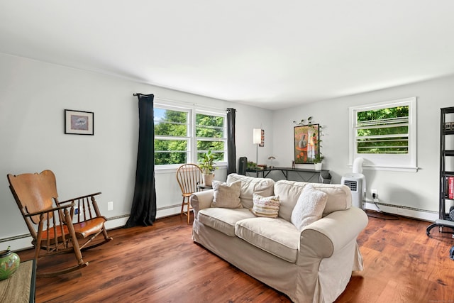 11 Old Kings Hwy, New Canaan, CT 06840 - living room with a baseboard heating unit and wood finished floors