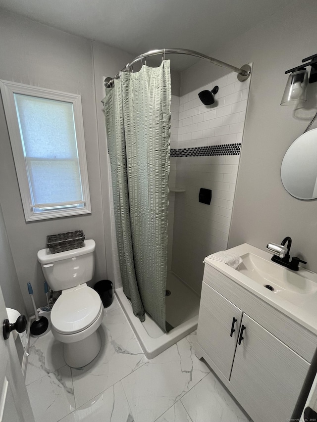 538 Winthrop Rd, Deep River, CT 06417 - full bath featuring marble finish flooring, a stall shower, and vanity