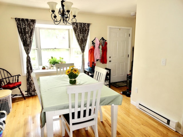 1275 Winsted Rd Unit 101, Torrington, CT 06790 - dining space with baseboard heating, a chandelier, and light wood finished floors