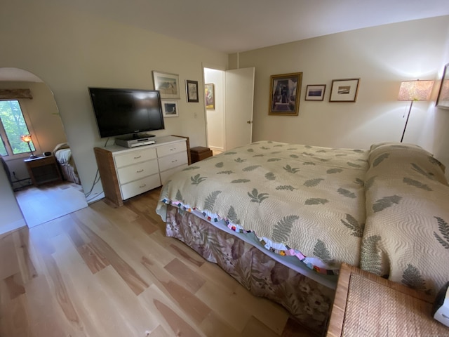 31 Weiss Rd, Haddam, CT 06438 - bedroom featuring arched walkways and light wood-type flooring