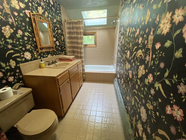 31 Weiss Rd, Haddam, CT 06438 - full bathroom with wallpapered walls, vanity, and tiled shower / bath combo