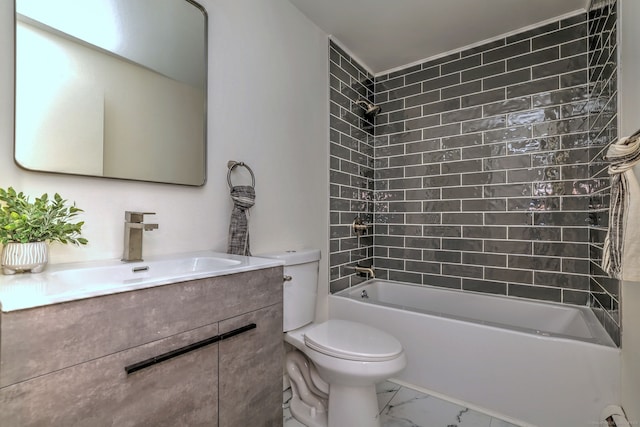 6 Overbrook Dr, East Hartford, CT 06118 - bathroom with marble look tile flooring, vanity, and shower / bathtub combination