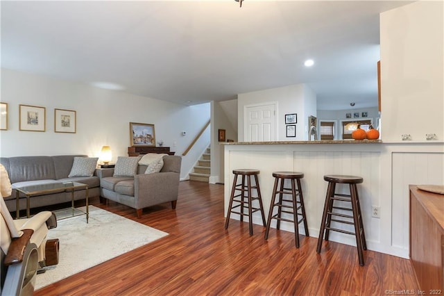 1802 Larson Dr Unit 1802, Danbury, CT 06810 - living room featuring wood finished floors, stairway, and recessed lighting