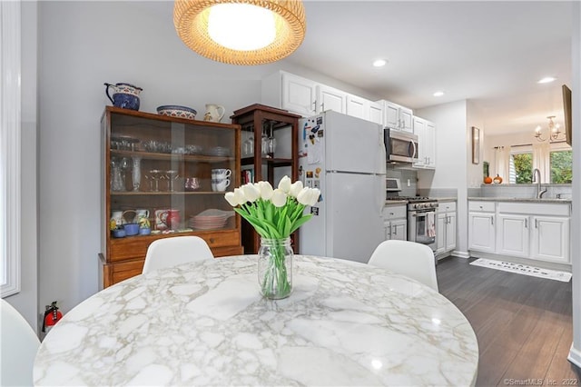 1802 Larson Dr Unit 1802, Danbury, CT 06810 - dining area with dark wood-style flooring and recessed lighting