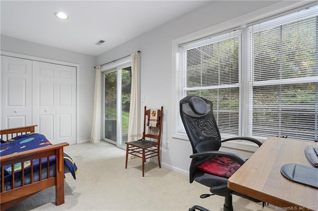 1802 Larson Dr Unit 1802, Danbury, CT 06810 - carpeted bedroom with access to exterior, an office area, recessed lighting, and a closet