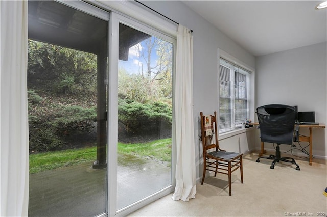 1802 Larson Dr Unit 1802, Danbury, CT 06810 - doorway to outside with carpet flooring, an office area, and plenty of natural light