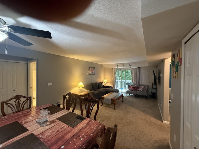 711 Twin Circle Dr Unit 711, South Windsor, CT 06074 - carpeted dining room with a ceiling fan and a textured ceiling