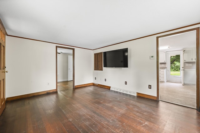 159 Bolton Rd, Vernon, CT 06066 - unfurnished living room featuring wood-type flooring and ornamental molding