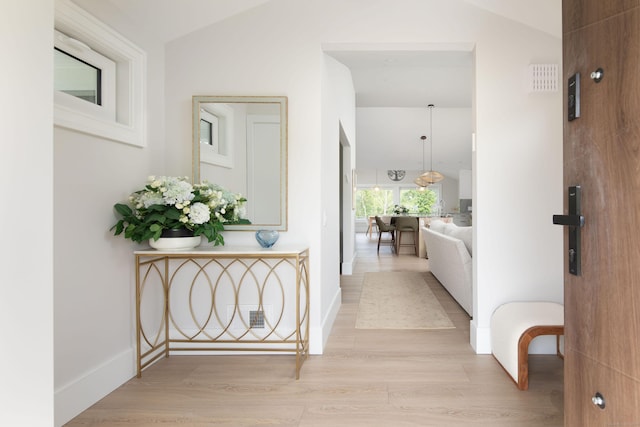 35 Emmons Ln, North Canaan, CT 06018 - hall featuring lofted ceiling and light wood-style floors