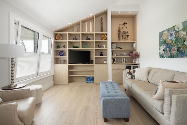 35 Emmons Ln, North Canaan, CT 06018 - living room featuring light wood finished floors, recessed lighting, and lofted ceiling