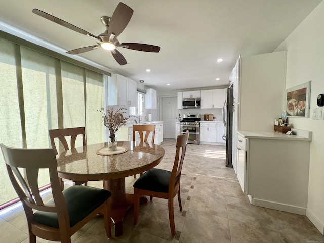 65 Patchen St, Stratford, CT 06615 - dining area featuring a ceiling fan and recessed lighting
