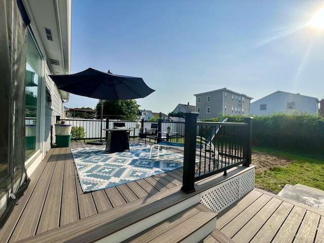 65 Patchen St, Stratford, CT 06615 - wooden terrace with a residential view and outdoor dining area