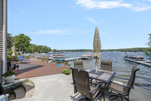 138 S Shore Rd, Killingly, CT 06241 - view of patio with a water view and a dock