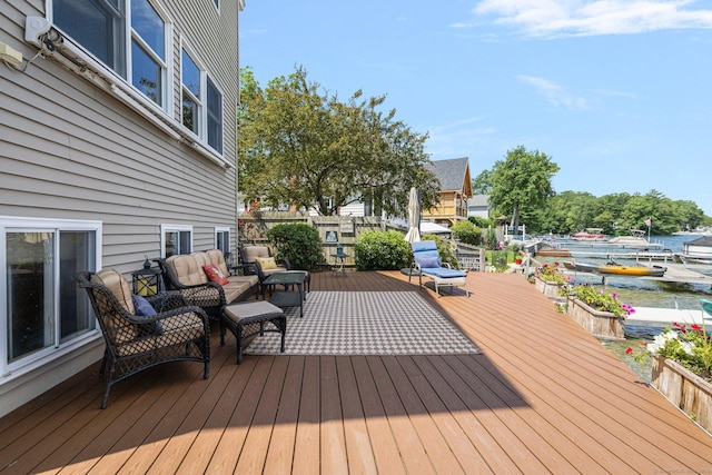 138 S Shore Rd, Killingly, CT 06241 - wooden terrace featuring a water view and outdoor lounge area