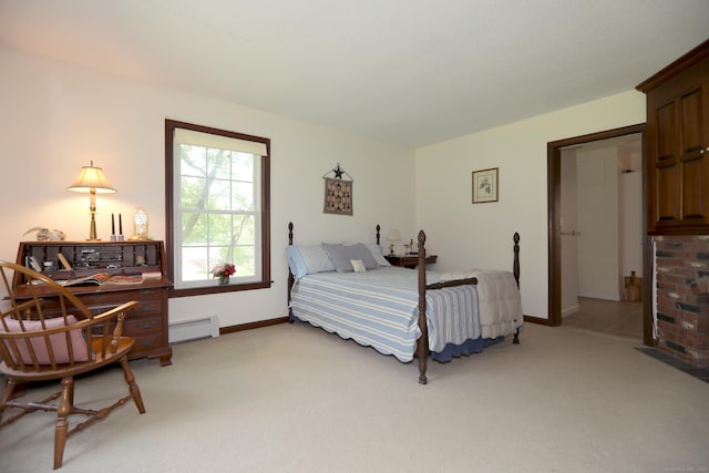 9 River Bend Ln, Windsor, CT 06095 - bedroom with baseboard heating and light carpet