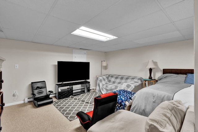 148 Conestoga Way Unit 148, Glastonbury, CT 06033 - carpeted living room with a paneled ceiling and baseboard heating