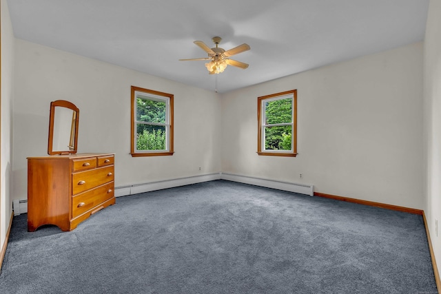 108 Sandelwood Dr, Madison, CT 06443 - empty room featuring a baseboard radiator, a ceiling fan, carpet, and baseboard heating