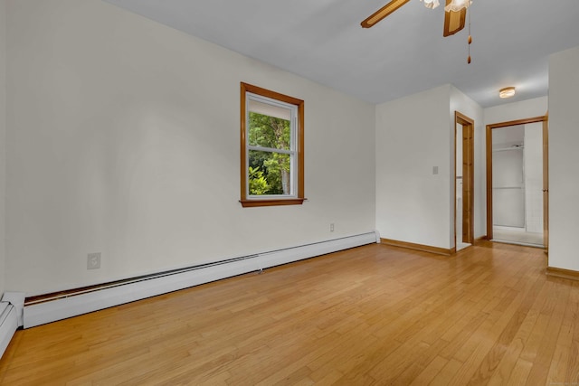 108 Sandelwood Dr, Madison, CT 06443 - unfurnished room with a baseboard radiator, ceiling fan, and light wood-type flooring