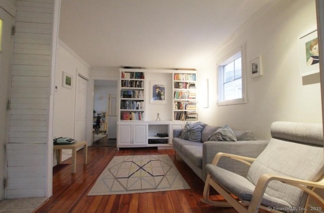 134 Greenwich Ave, New Haven, CT 06519 - living area with ornamental molding and dark wood-style floors