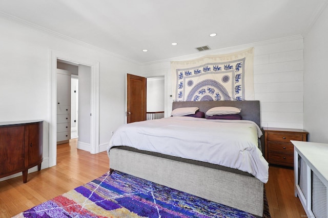 110 Westwood Rd, New Haven, CT 06515 - bedroom with ornamental molding, wood finished floors, and recessed lighting