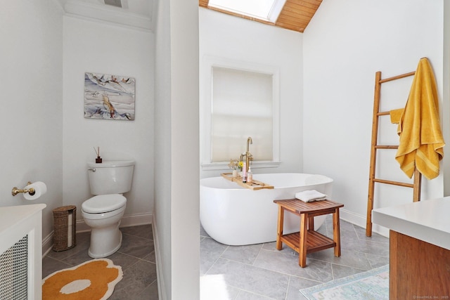 110 Westwood Rd, New Haven, CT 06515 - bathroom with a soaking tub, vanity, and a skylight