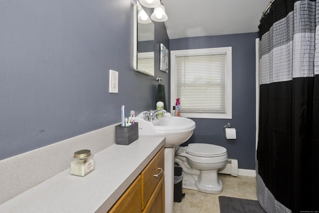 26 Sandpiper Rd, Enfield, CT 06082 - bathroom featuring a baseboard heating unit, vanity, and a shower with curtain