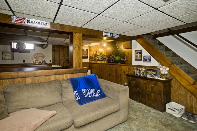 26 Sandpiper Rd, Enfield, CT 06082 - indoor bar with carpet flooring, stairway, and wooden walls