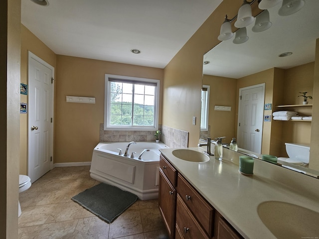 41 Mesa Dr, Bethany, CT 06524 - full bathroom with a bath, double vanity, and tile patterned flooring