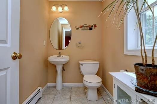 41 Mesa Dr, Bethany, CT 06524 - half bath with a baseboard heating unit and tile patterned flooring