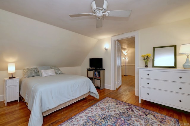 345 Spring St, Cheshire, CT 06410 - bedroom featuring wood finished floors, vaulted ceiling, and ceiling fan