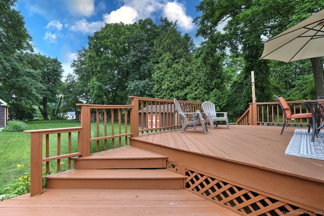 345 Spring St, Cheshire, CT 06410 - deck with a lawn and view of wooded area