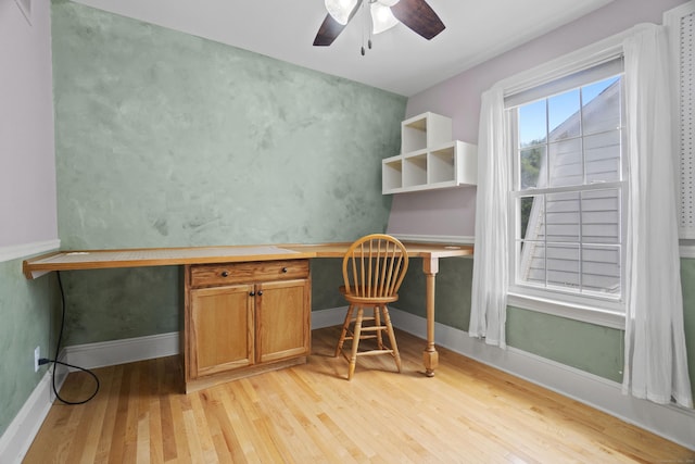 169 Peck Ave, West Haven, CT 06516 - office area with built in desk, light wood-type flooring, and ceiling fan