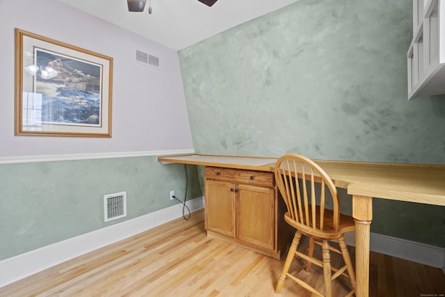 169 Peck Ave, West Haven, CT 06516 - unfurnished office featuring light wood-style floors, ceiling fan, and built in study area