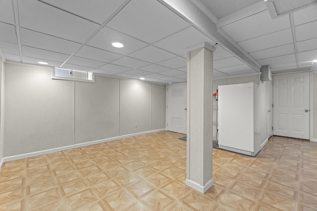 169 Peck Ave, West Haven, CT 06516 - basement featuring recessed lighting and freestanding refrigerator