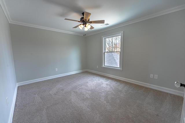 193 Woodland St, Bristol, CT 06010 - empty room featuring crown molding, carpet, and a ceiling fan