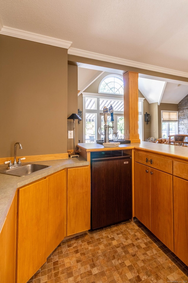 10 Brian Dr, Hebron, CT 06248 - kitchen featuring ornamental molding, light countertops, and vaulted ceiling