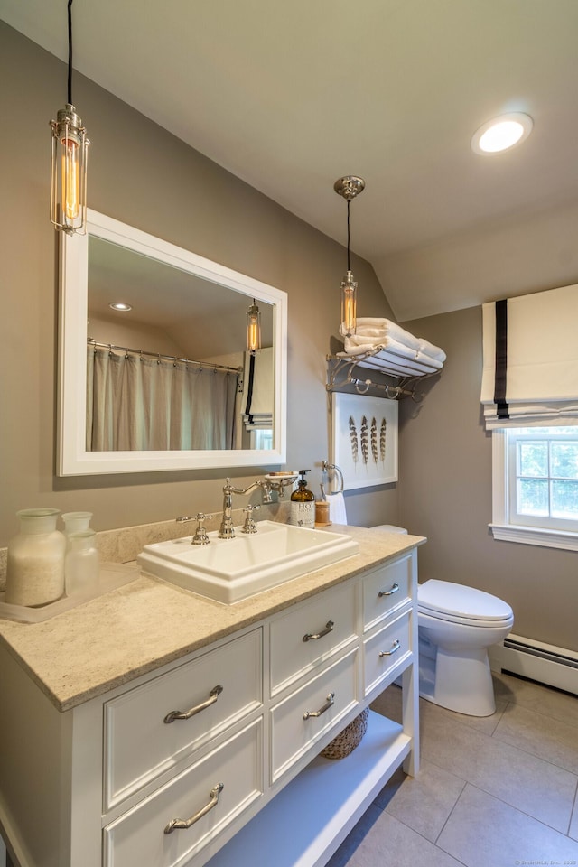 10 Brian Dr, Hebron, CT 06248 - full bathroom featuring vanity, a baseboard heating unit, and tile patterned floors