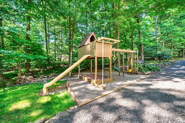 135 Harvest Woods Rd, Middlefield, CT 06481 - view of play area featuring a wooded view