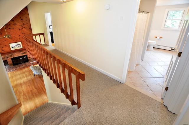 11 Brianwood Ln, Granby, CT 06035 - staircase with baseboard heating and tile patterned flooring