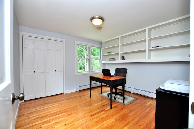 11 Brianwood Ln, Granby, CT 06035 - office area featuring baseboard heating and light wood-style floors
