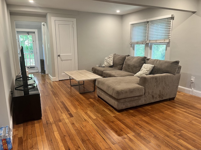 10 George St, Trumbull, CT 06611 - living room featuring hardwood / wood-style floors and recessed lighting